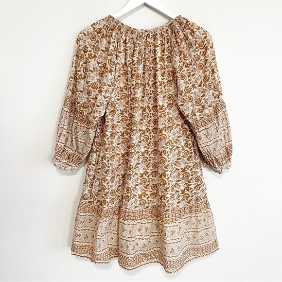 BOGO! Cleobella Rosy Block Print Cotton Mini Dress Tan Size Small - Picture 8 of 11